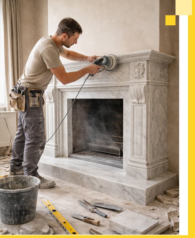 Изготовление и установка мраморных каминов в Губахе под ключ