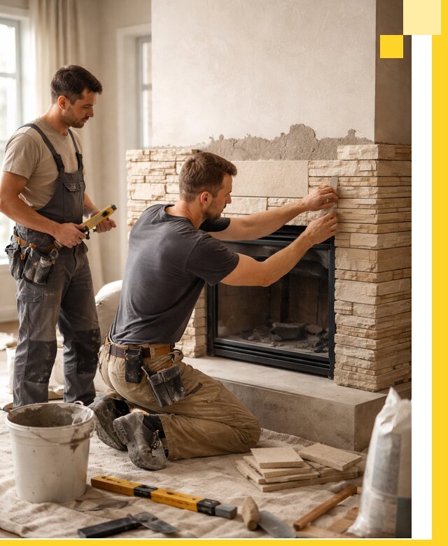 Установка и монтаж каминов для загородного дома в Губахе