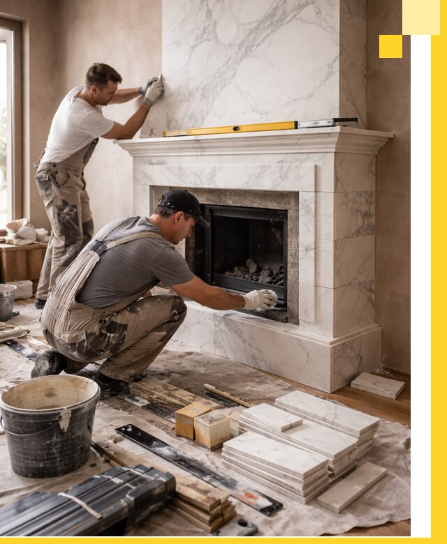 Отделка каминов в Губахе качественные облицовочные работы