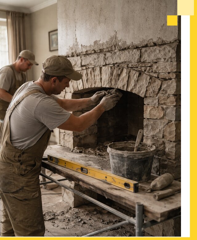 Изготовление каминов под ключ в Губахе, монтаж и отделка