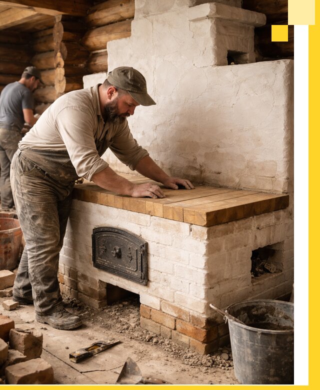 Проектирование и установка русской печи с лежанкой в Губахе