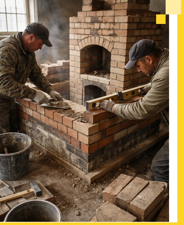 Изготовление и монтаж печей и каминов из кирпича в Губахе