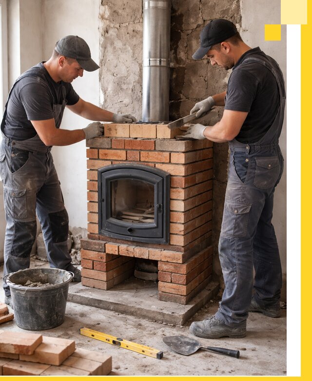 Монтаж печи камина под ключ в Губахе с гарантией и пусконаладкой