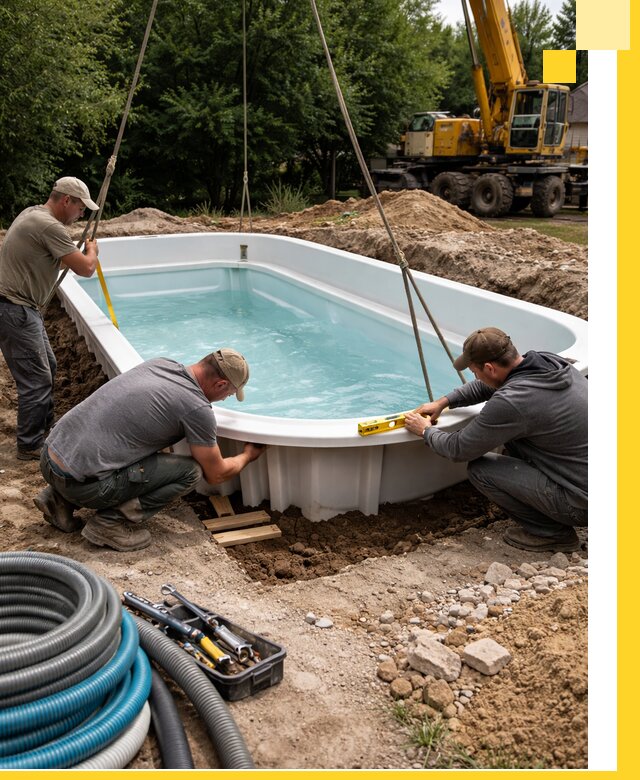 Установка и монтаж композитных бассейнов под ключ в Губахе