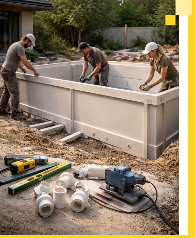 Установка полипропиленовых бассейнов под ключ в Губахе