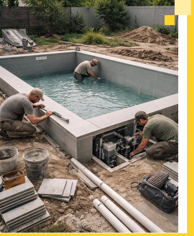 Строительство и монтаж бассейнов для дачи под ключ в Губахе