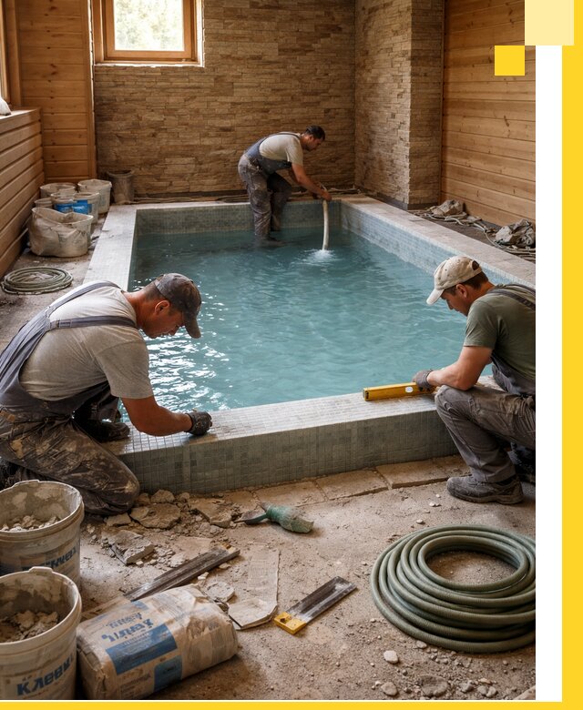 Проектирование и строительство бассейнов для бани в Губахе