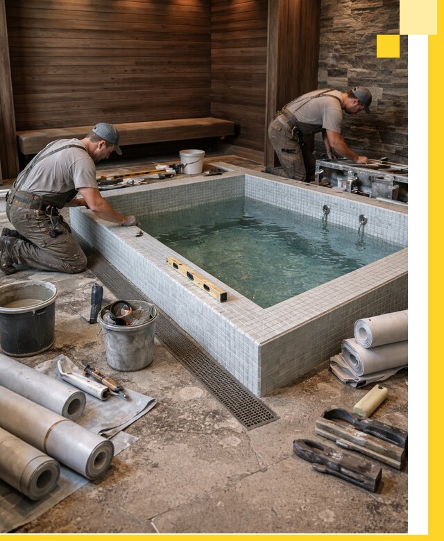 Установка и строительство бассейнов для сауны в Губахе