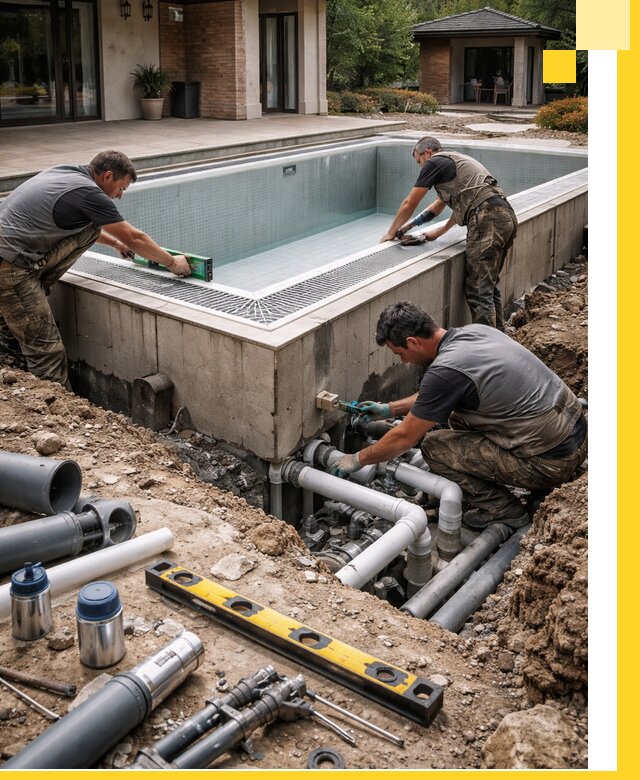 Строительство переливных бассейнов в Губахе под ключ