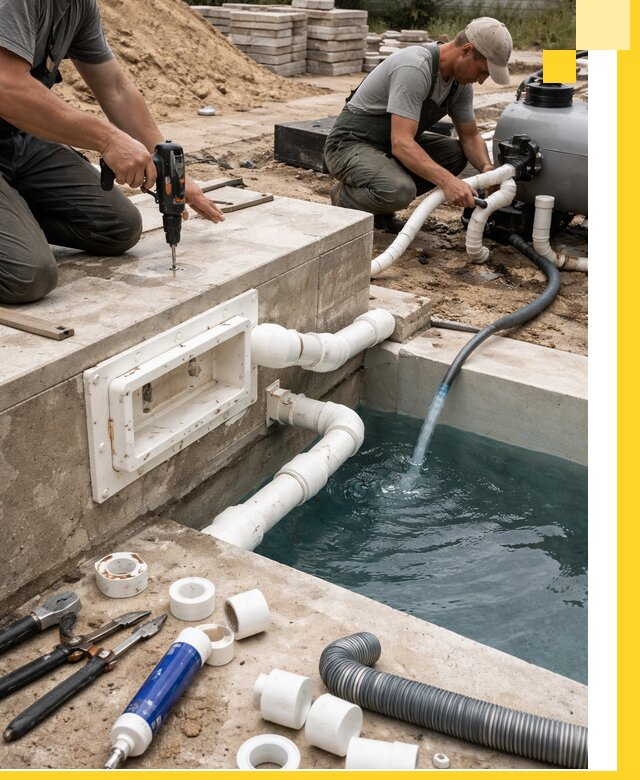 Строительство скиммерных бассейнов под ключ в Губахе