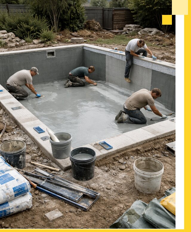 Изготовление и монтаж чаши бассейна под ключ в Губахе