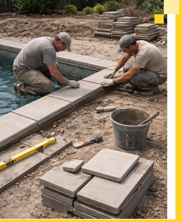 Установка и изготовление копингового камня для бассейнов в Губахе
