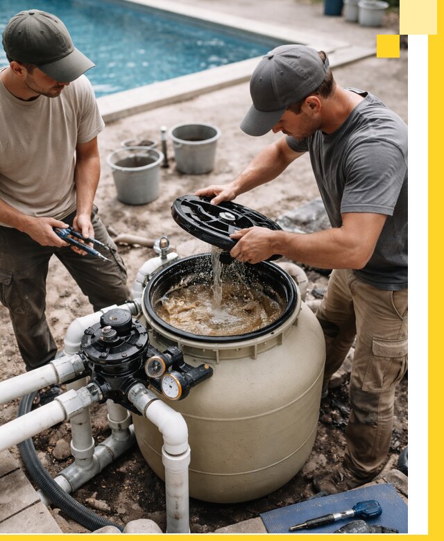 Установка и обслуживание песочных фильтров для бассейнов в Губахе