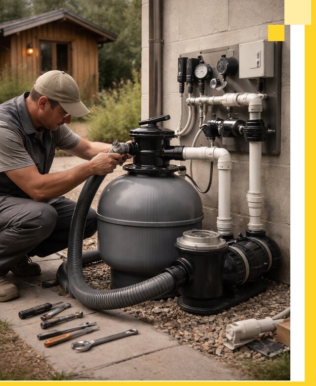 Продажа и монтаж фильтров и насосов для бассейнов в Губахе