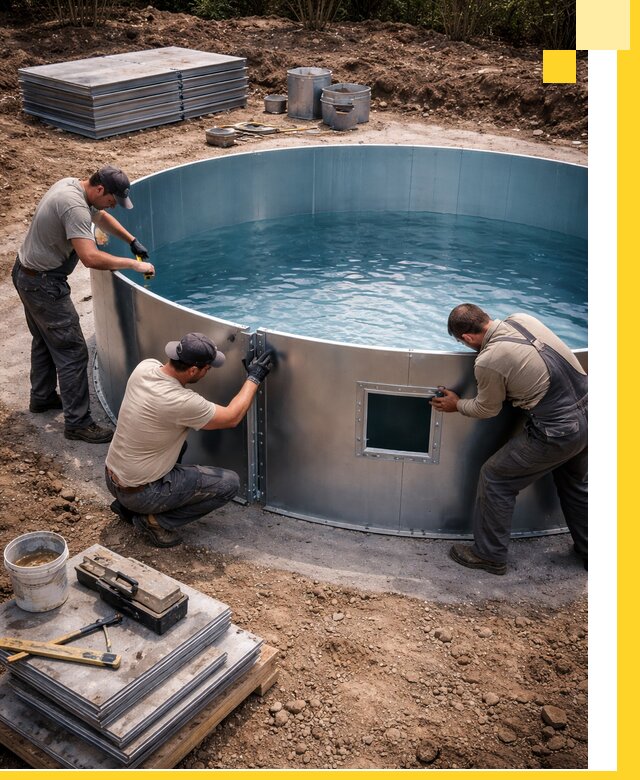 Круглые бассейны под ключ в Губахе проектирование и монтаж