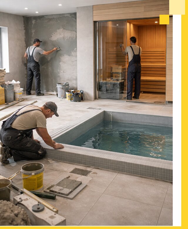 Проектирование и строительство сауны с бассейном в Губахе