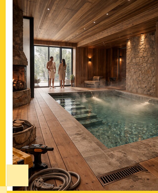 Проекты бань с бассейном под ключ в Губахе от 77745 р., ЭриданГбх