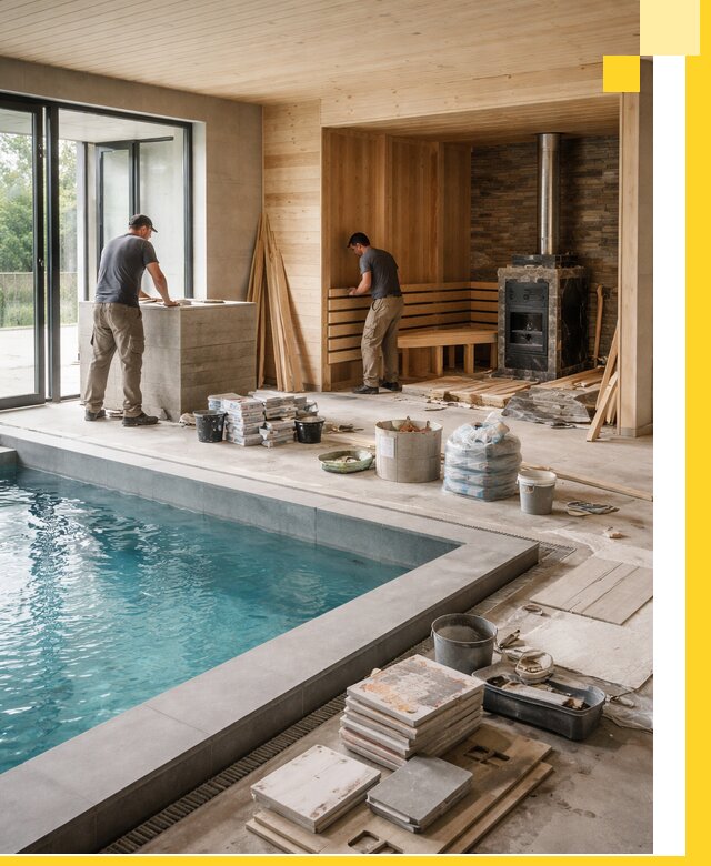 Проектирование и строительство бань с бассейном в Губахе