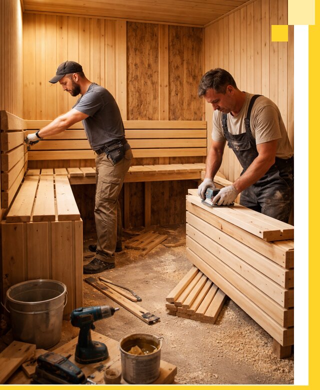Профессиональный комплексный ремонт саун под ключ в Губахе