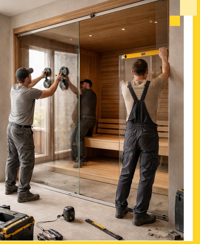 Производство и монтаж стеклянных саун под ключ в Губахе