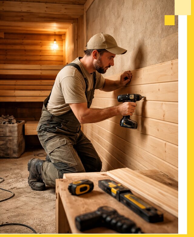 Профессиональная внутренняя отделка бани в Губахе под ключ