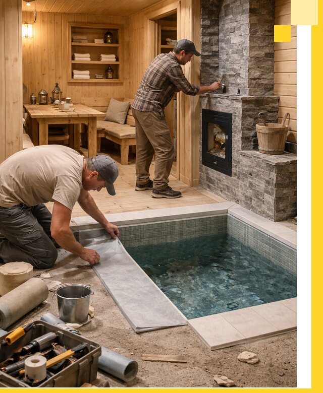 Строительство бань с комнатой отдыха под ключ в Губахе