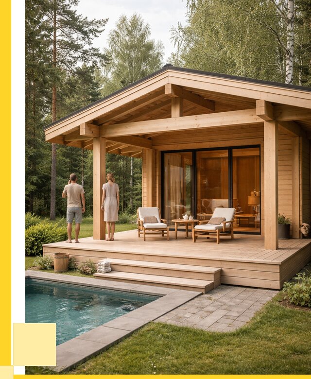 Бани с террасой под ключ в Губахе от 621960 р. | ЭриданГбх