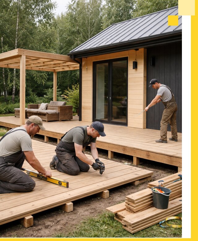 Строительство бань с террасой и бассейном под ключ в Губахе