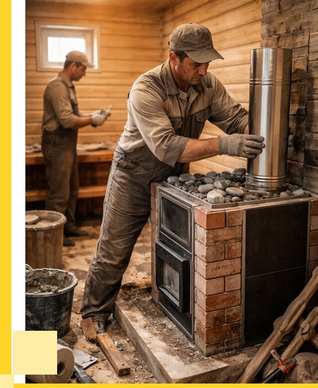 Монтаж печи в бане под ключ в Губахе от 20732 р. | ЭриданГбх