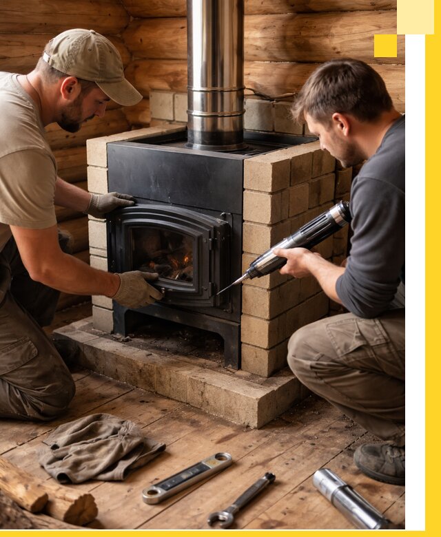 Монтаж и установка печи в бане под ключ с гарантией в Губахе