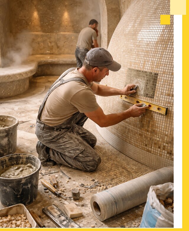 Хамам под ключ в Губахе: проектирование, строительство, отделка